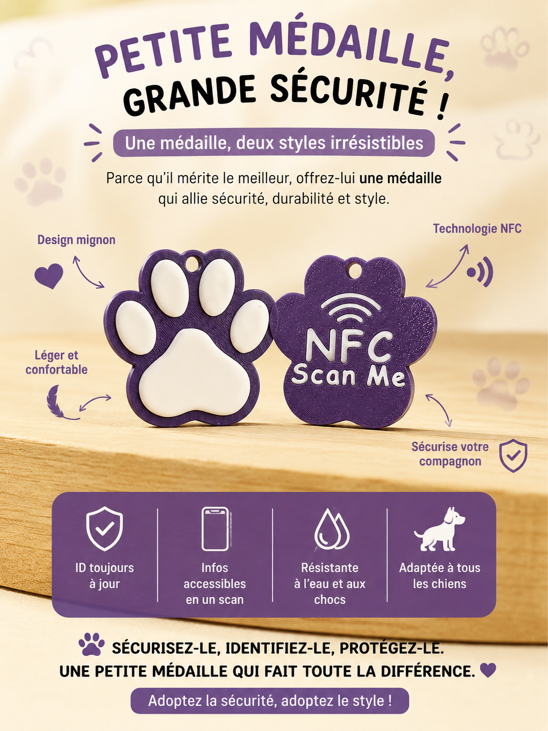 Médaille NFC pour Chien – Pawmours