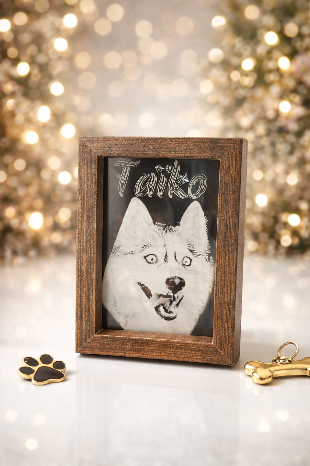 Cadre photo gravé personnalisé pour animaux