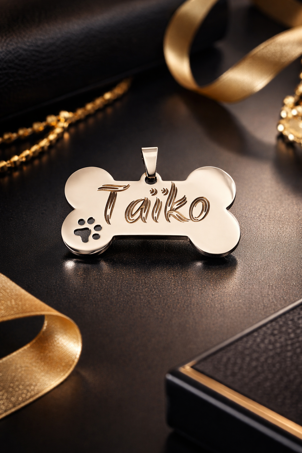 Médaille en forme d’os personnalisée pour chien